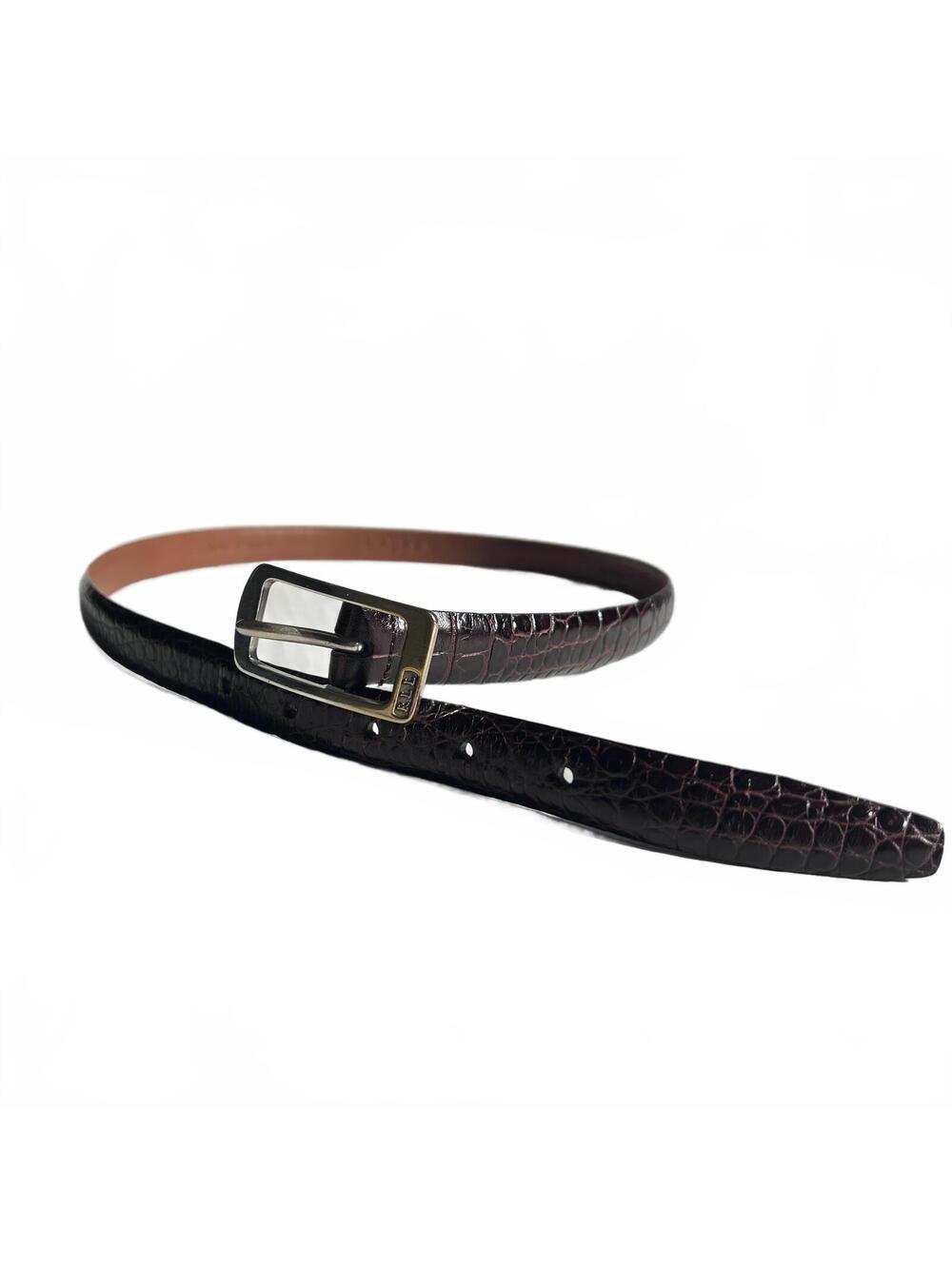 Lauren Ralph Lauren Leather Belt Women’s Large Skinny Crocodile Pattern Y2K